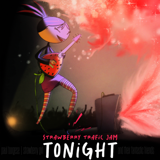 Strawberry Traffic Jam handdrawn poster